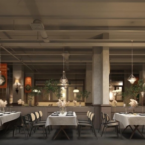 工业风餐厅3D模型下载